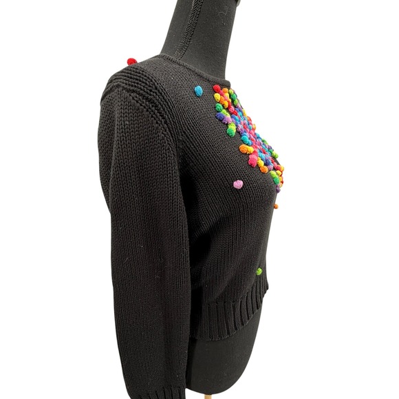 Michael Simon Event Women's Sweater Black Bobble Snowflake Long Sleeve Y2K  Sm - Picture 7 of 11
